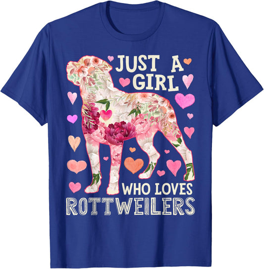 Rottweiler Just A Girl Who Loves Dog Flower Women Floral T-Shirt - T-Shirt | Royal