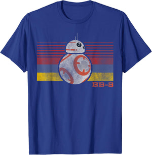 Star Wars BB-8 Retro Stripes Episode 7 Graphic T-Shirt - T-Shirt | Royal