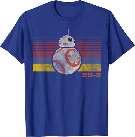 Star Wars BB-8 Retro Stripes Episode 7 Graphic T-Shirt - T-Shirt | Royal