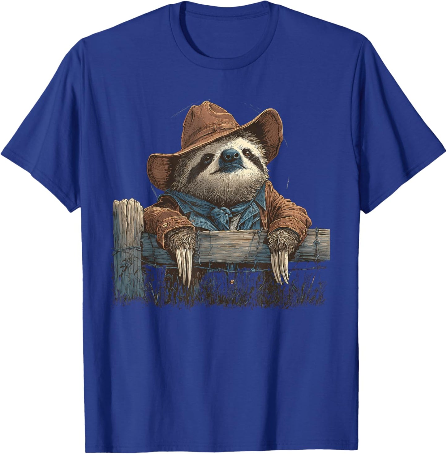 Sloth Cowboy Vintage Rodeo Cowgirl Western Country T-Shirt - T-Shirt | Royal