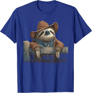 Sloth Cowboy Vintage Rodeo Cowgirl Western Country T-Shirt - T-Shirt | Royal