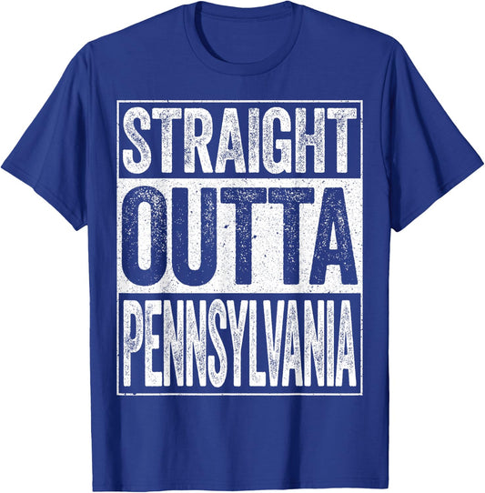 Straight Outta Pennsylvania Shirt Men Women Kids PA State T-Shirt - T-Shirt | Royal