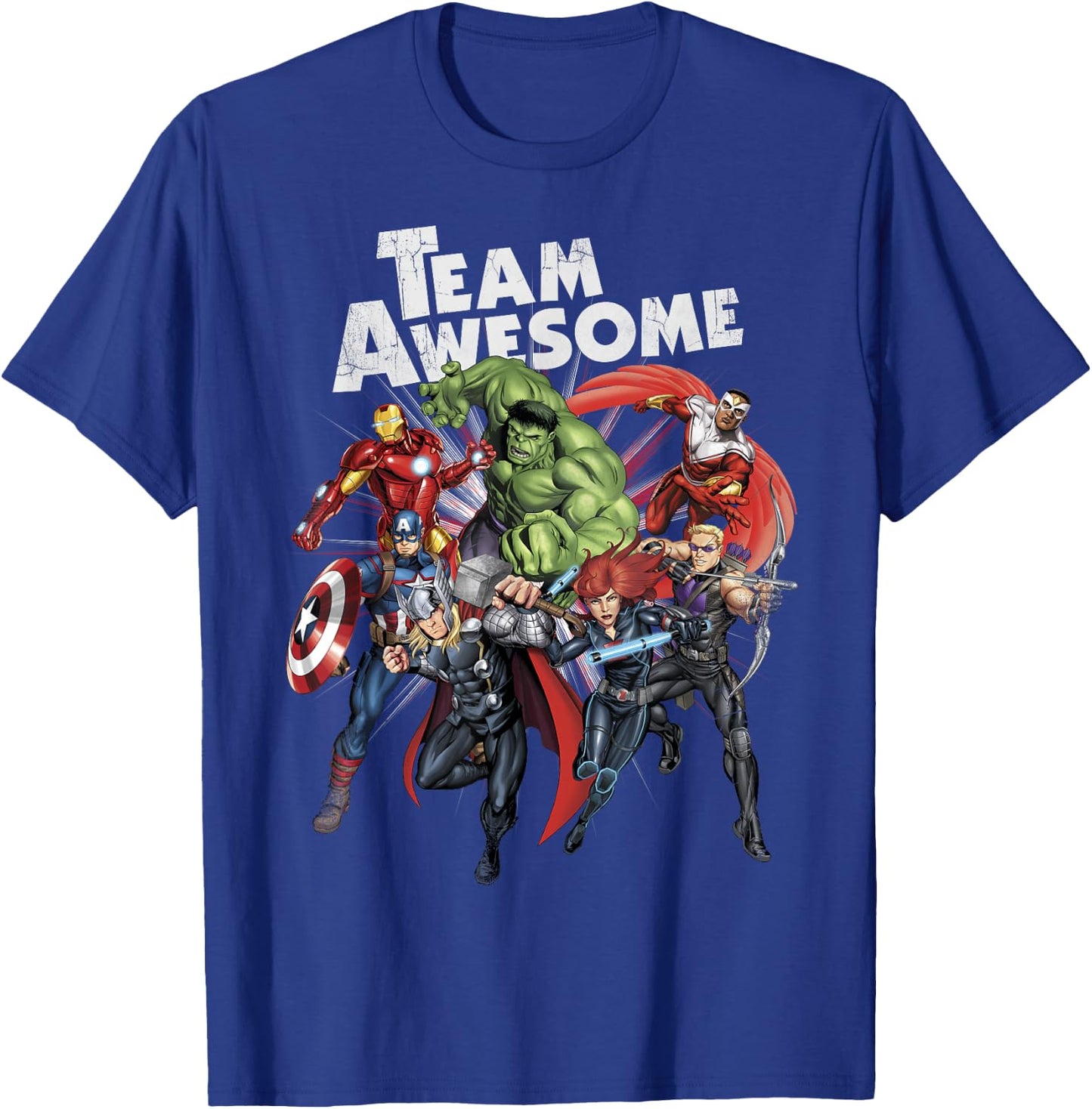 Avengers Assemble Team Awesome Group Huddle T-Shirt - T-Shirt | Royal