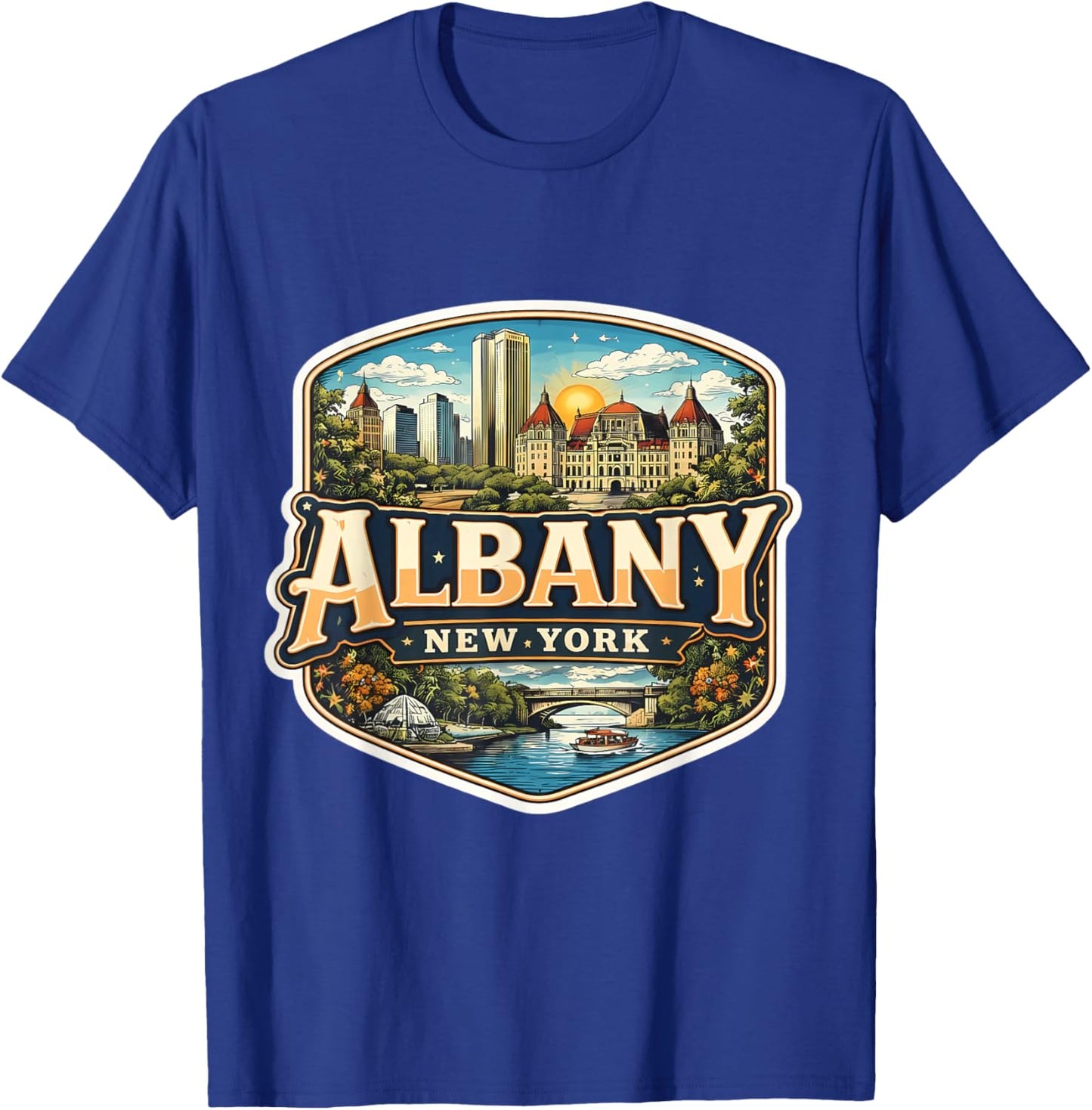 Albany New York Souvenir City State Capital Retro Vintage T-Shirt - T-Shirt | Royal