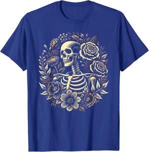 Floral Skeleton Flowers Goth Occult Death Dark Aesthetic T-Shirt - T-Shirt | Royal