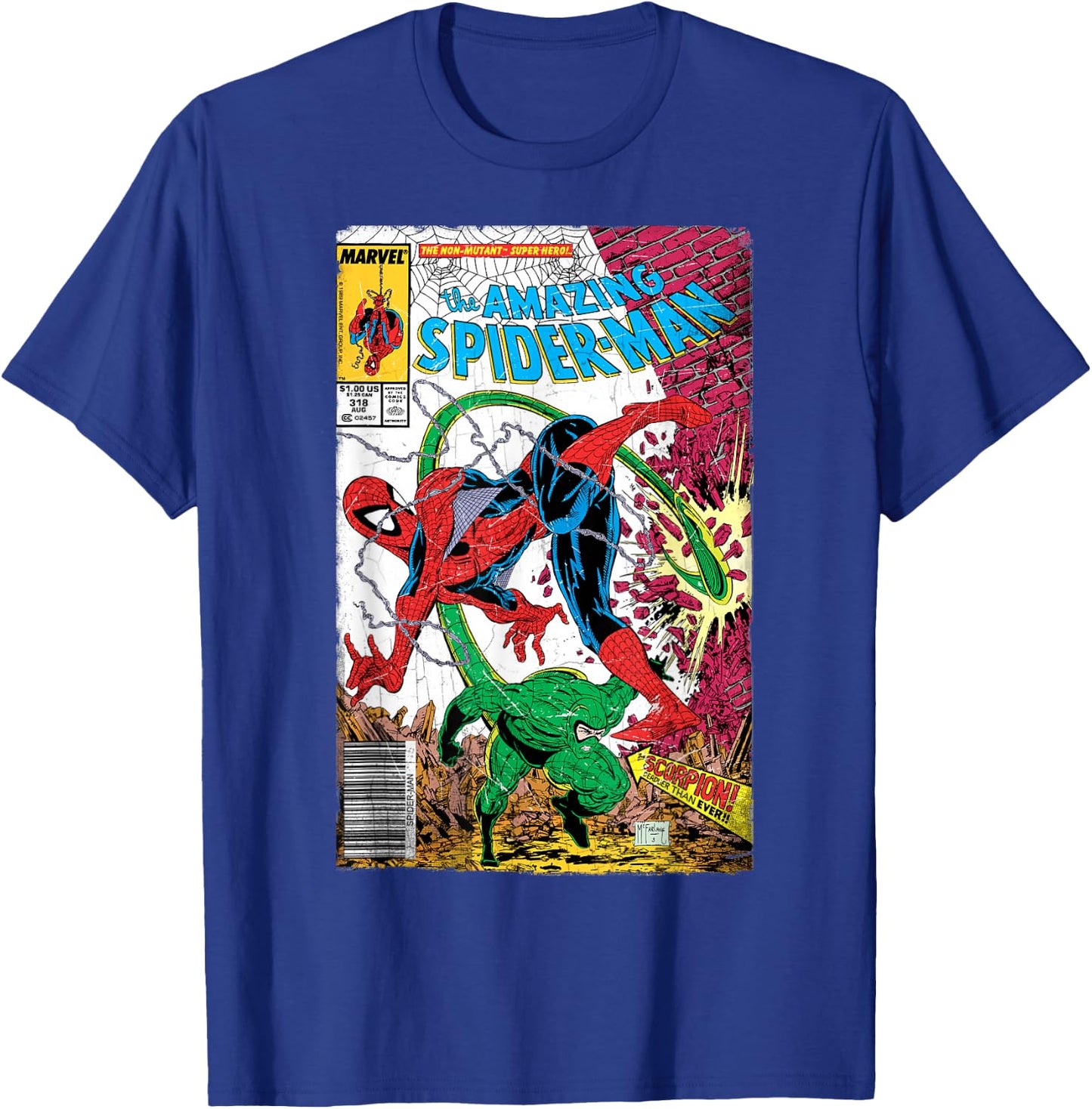 Marvel Spider-Man Classic Retro Comic Scorpion Cover T-Shirt - T-Shirt | Royal