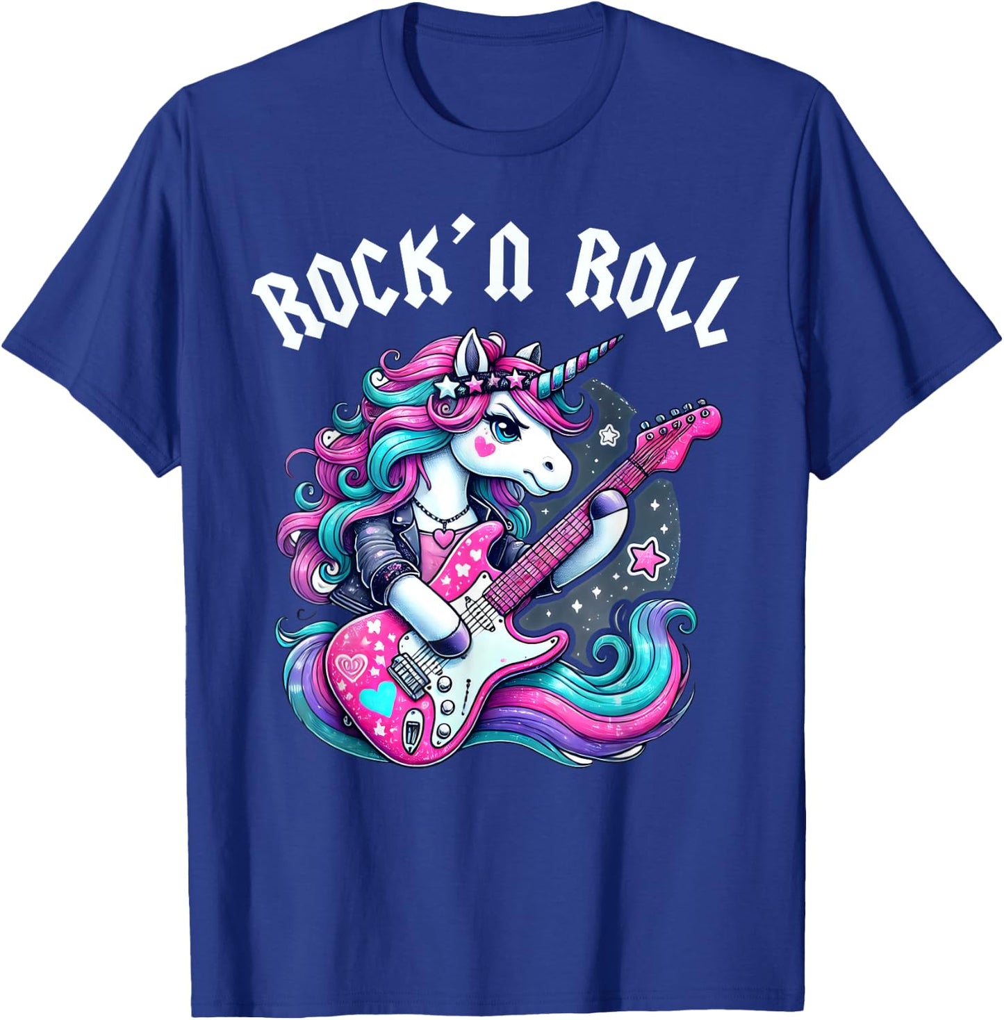 Rock'n Roll Unicorn, Rockstar Unicorn, Punk Goth Band Girls T-Shirt - T-Shirt | Royal