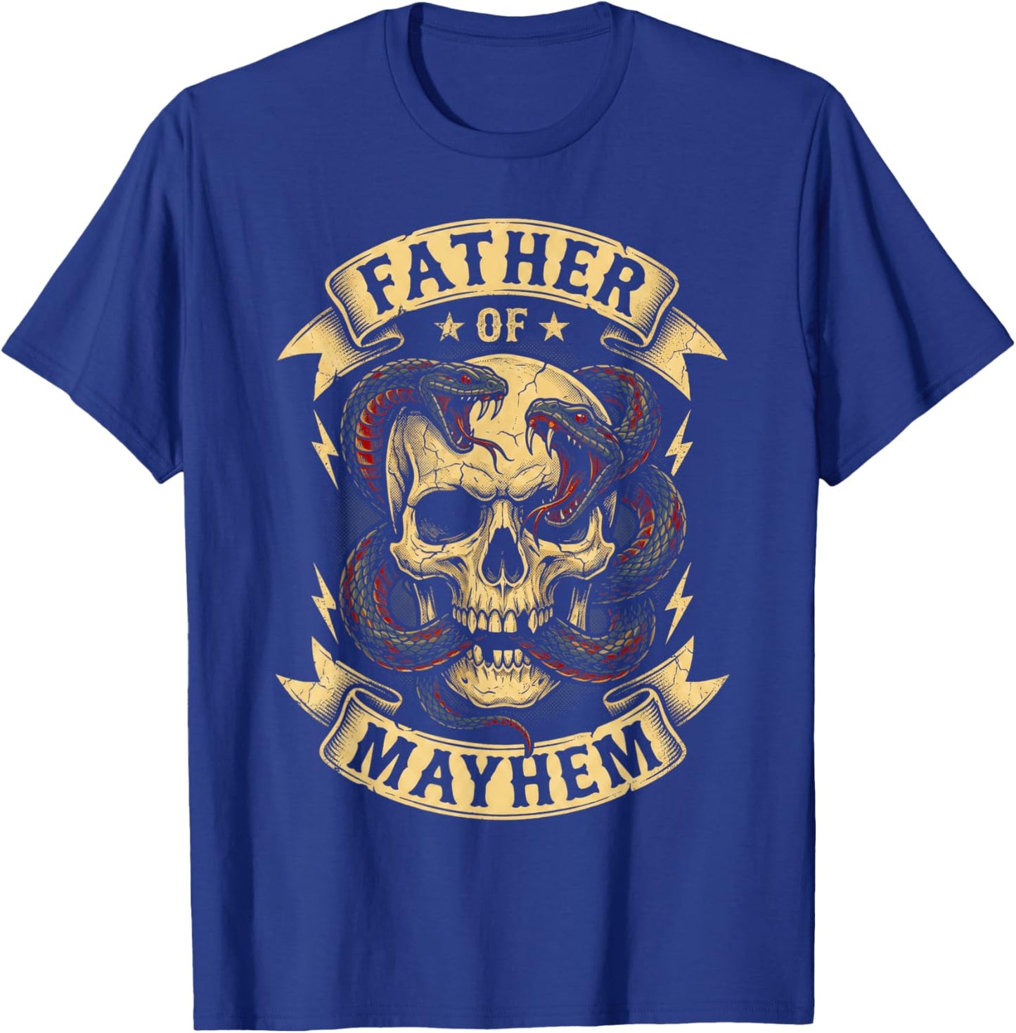Men Dad Funny Father's Day Matching Family Father of Mayhem T-Shirt - T-Shirt | Royal