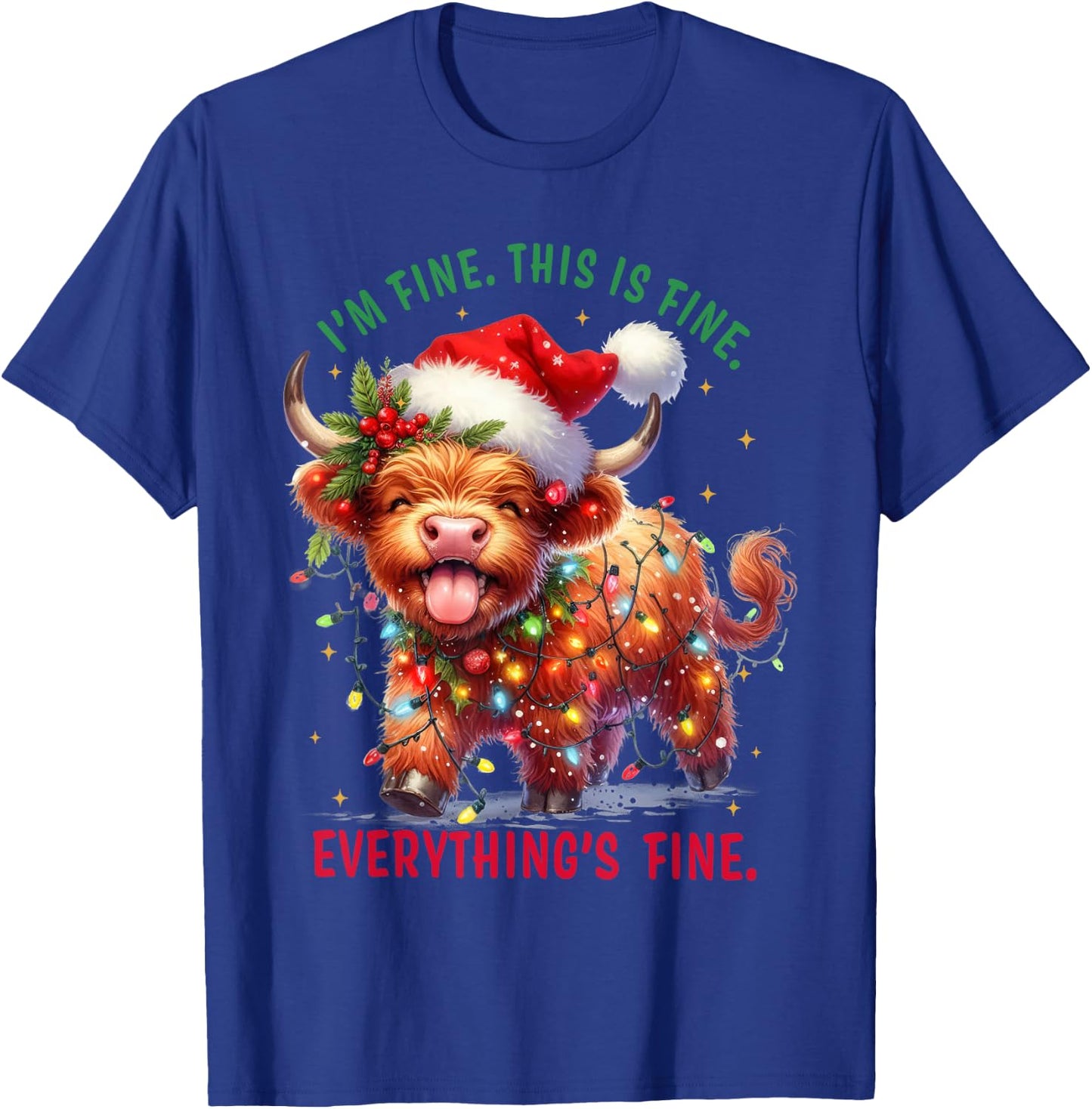Scottish Highland Cow Christmas Pajama Women Kids T-Shirt - T-Shirt | Royal