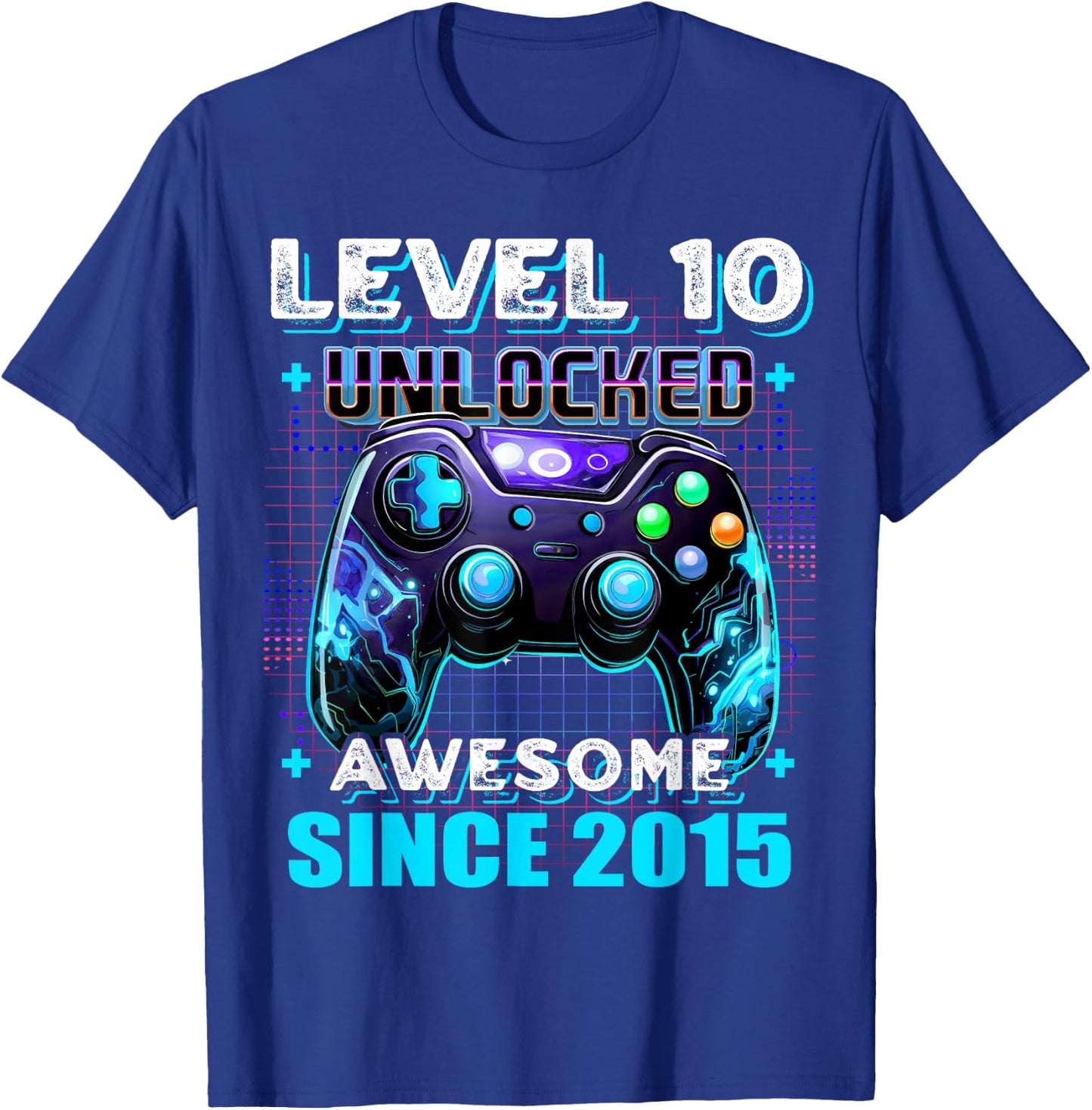 10th Birthday Boy Level 10 Gamer 10 Year Video Game Party T-Shirt - T-Shirt | Royal