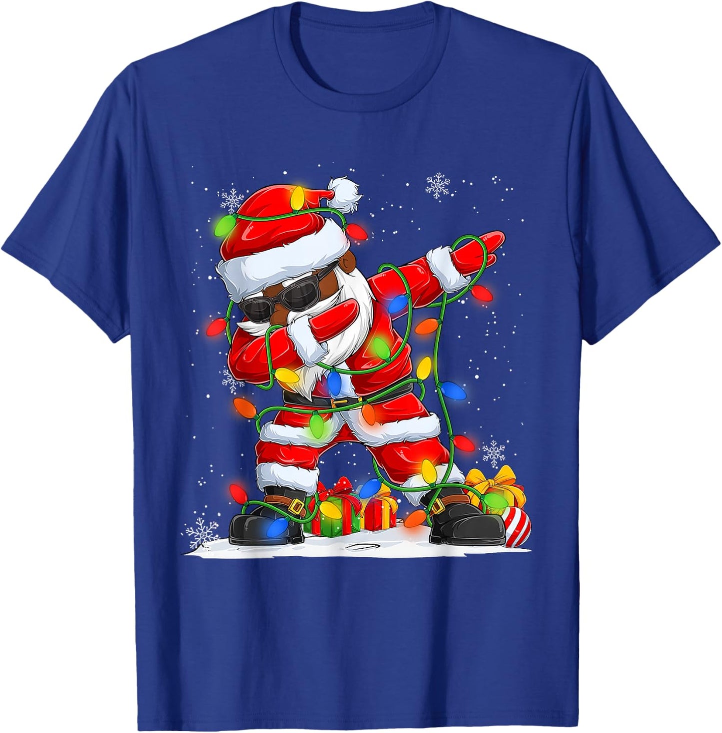 Dabbing Santa Black African American Men Boys Christmas 2025 T-Shirt - T-Shirt | Royal