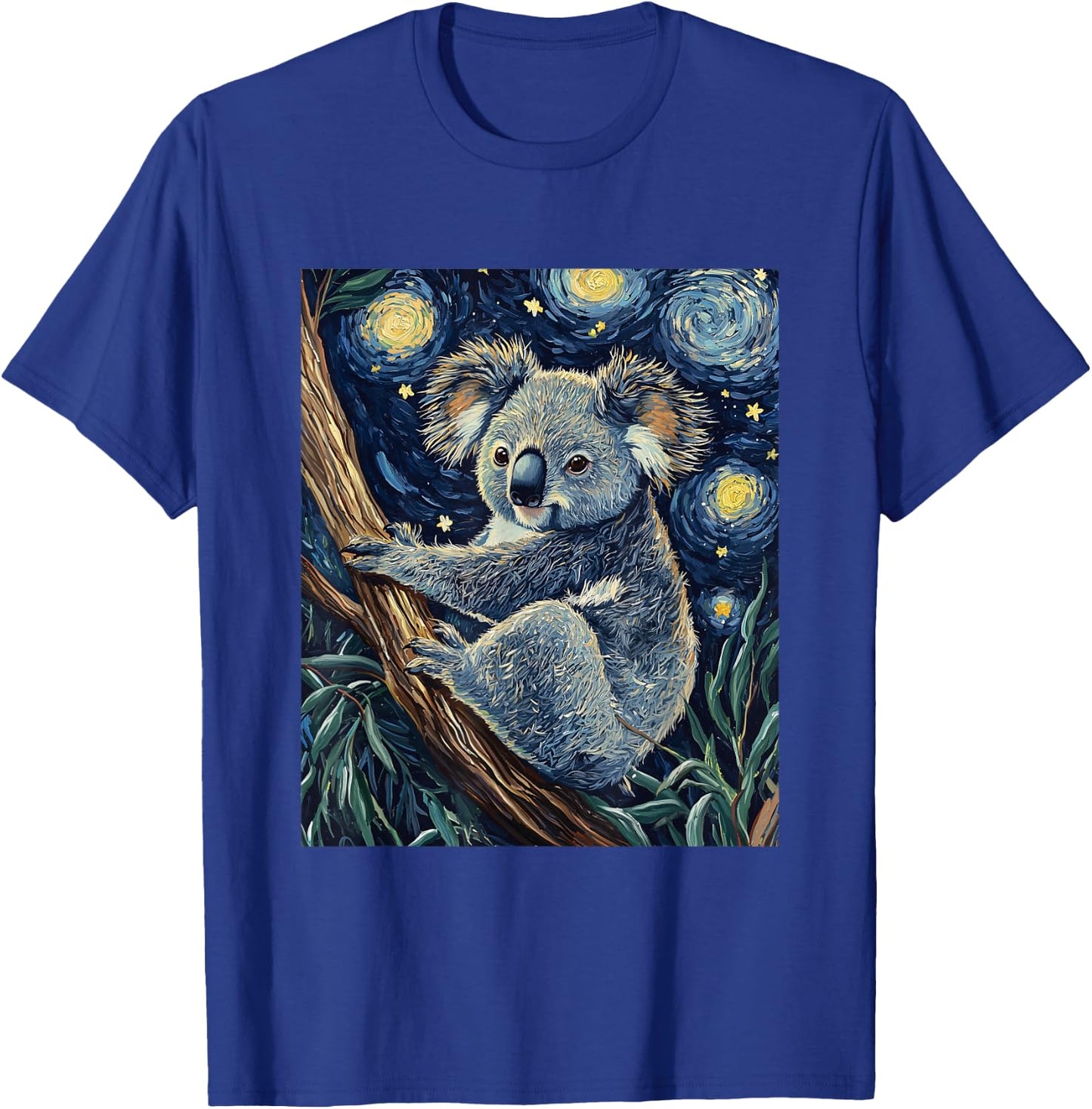 Cute Koala Bear - Van Gogh Style - Starry Night Graphic T-Shirt - T-Shirt | Royal