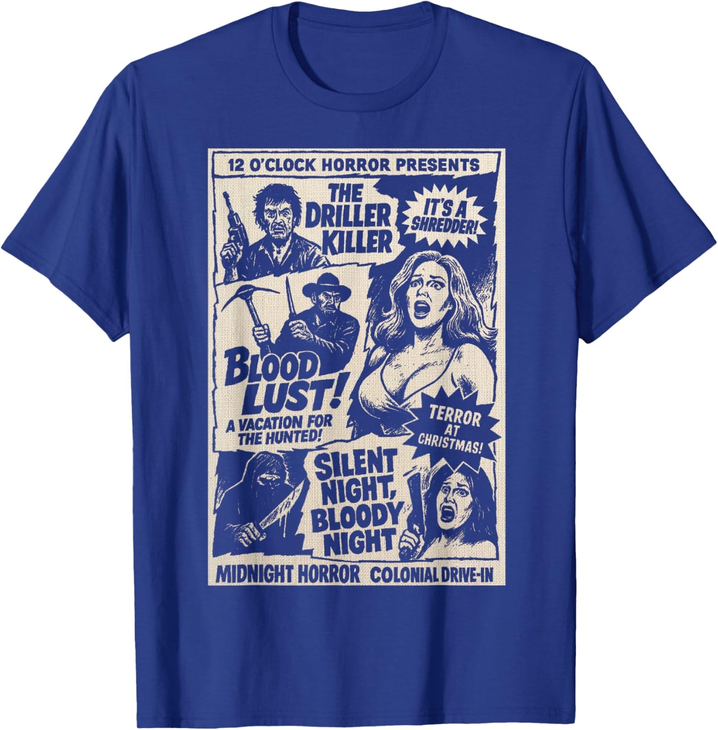 Midnight Horror Show Retro Drive in Slasher Cult Classic T-Shirt - T-Shirt | Royal