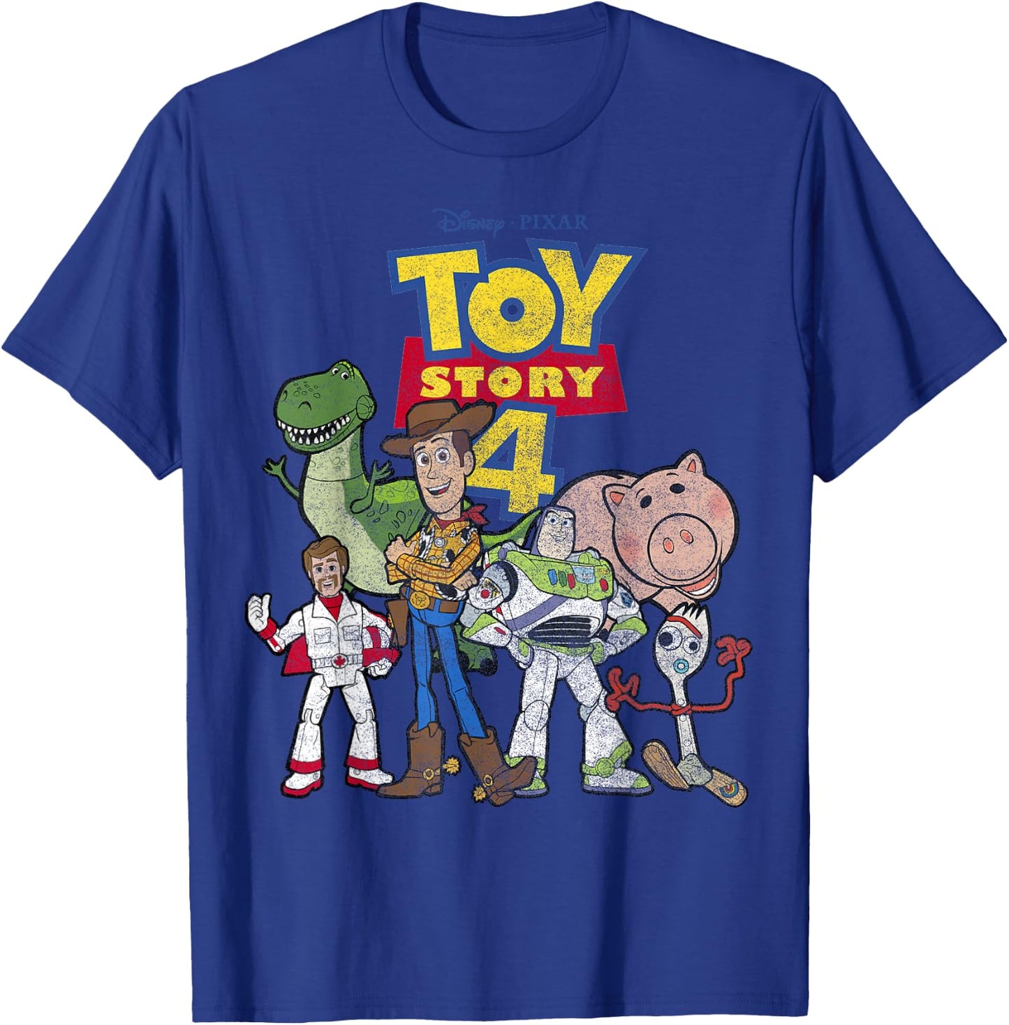 Disney Pixar Toy Story 4 New Group Shot Movie Logo Poster T-Shirt - T-Shirt | Royal