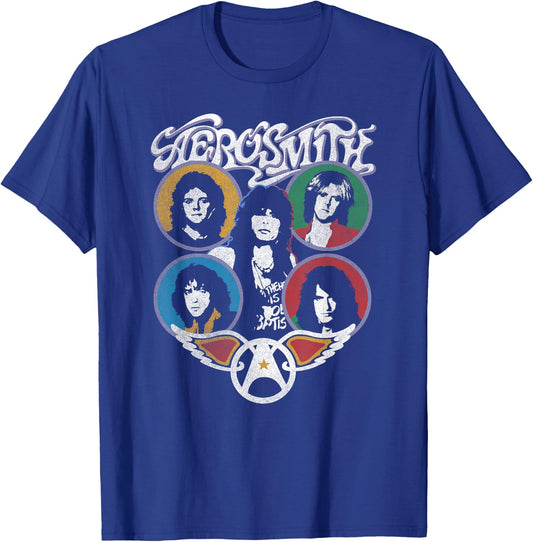Aerosmith Men's Black Graphic - Small - Short Sleeve - Classic Fit - Cotton Blend - Vacation Theme - Music Fandom - Unique Graphic Design T-Shirt - T-Shirt | Royal
