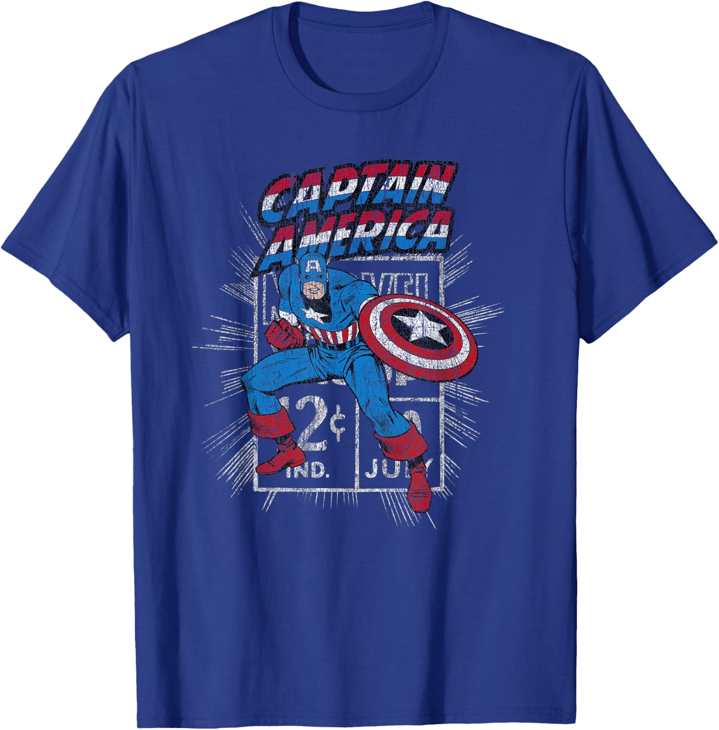 Marvel Avengers Captain America Comic Vintage Sketch T-Shirt - T-Shirt | Royal