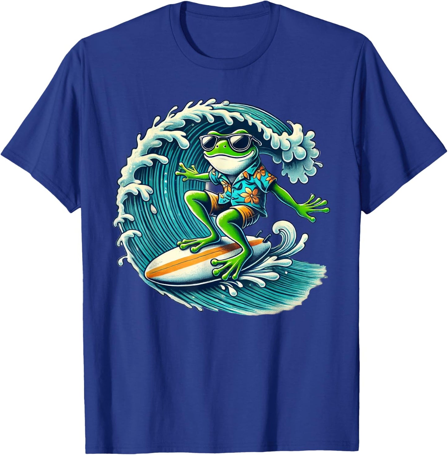 Frog Wearing Sunglasses Surfing T-Shirt - T-Shirt | Royal