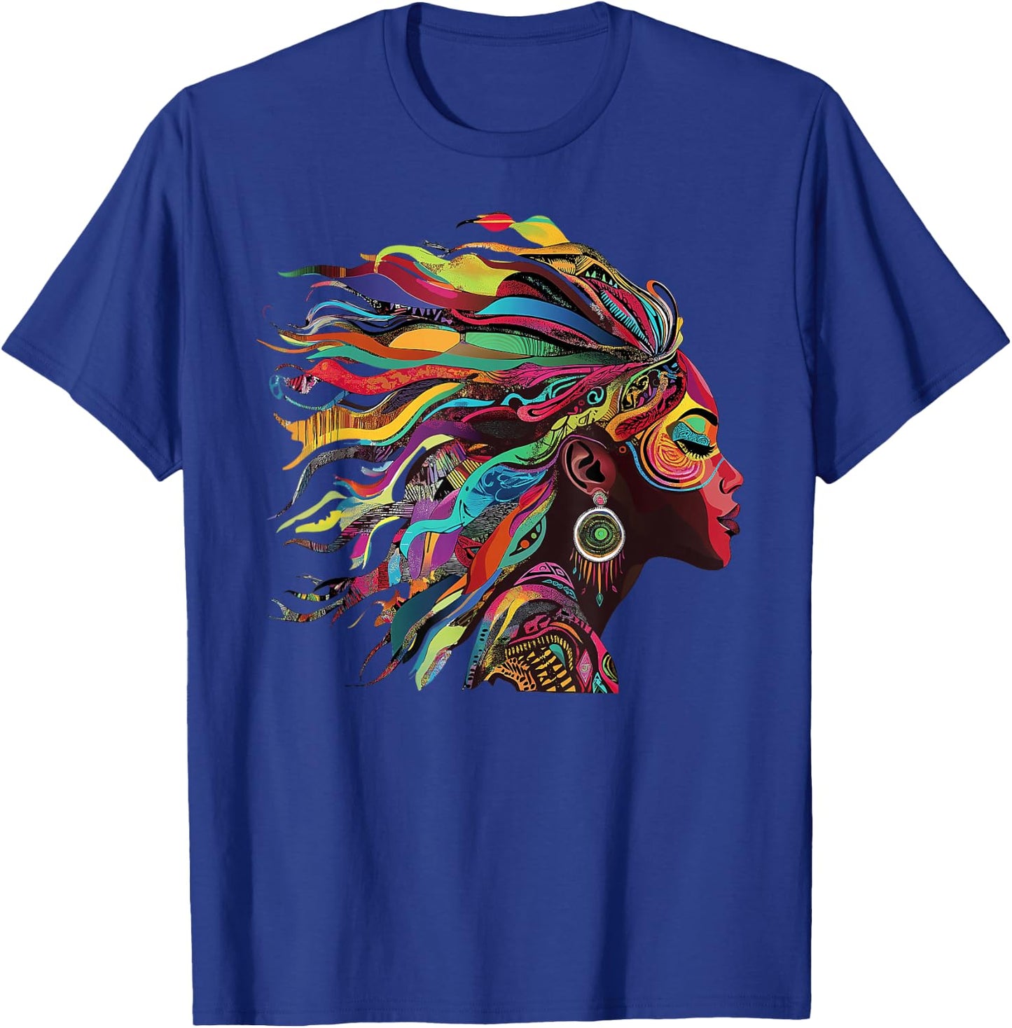 Woman Natural Roots Hair Rainbow Dashiki African Tribal T-Shirt - T-Shirt | Royal