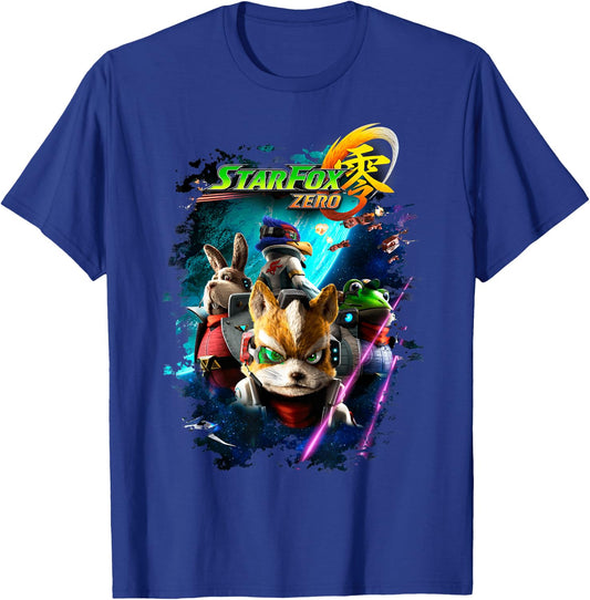 Star Fox Zero Logo Space Group Shot Shadow Graphic T-Shirt - T-Shirt | Royal