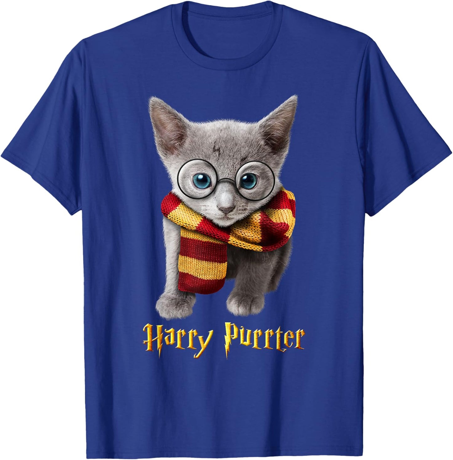 Harry Purrter - Cute & funny Cat for halloween kitten Men Women Kids T-Shirt - T-Shirt | Royal