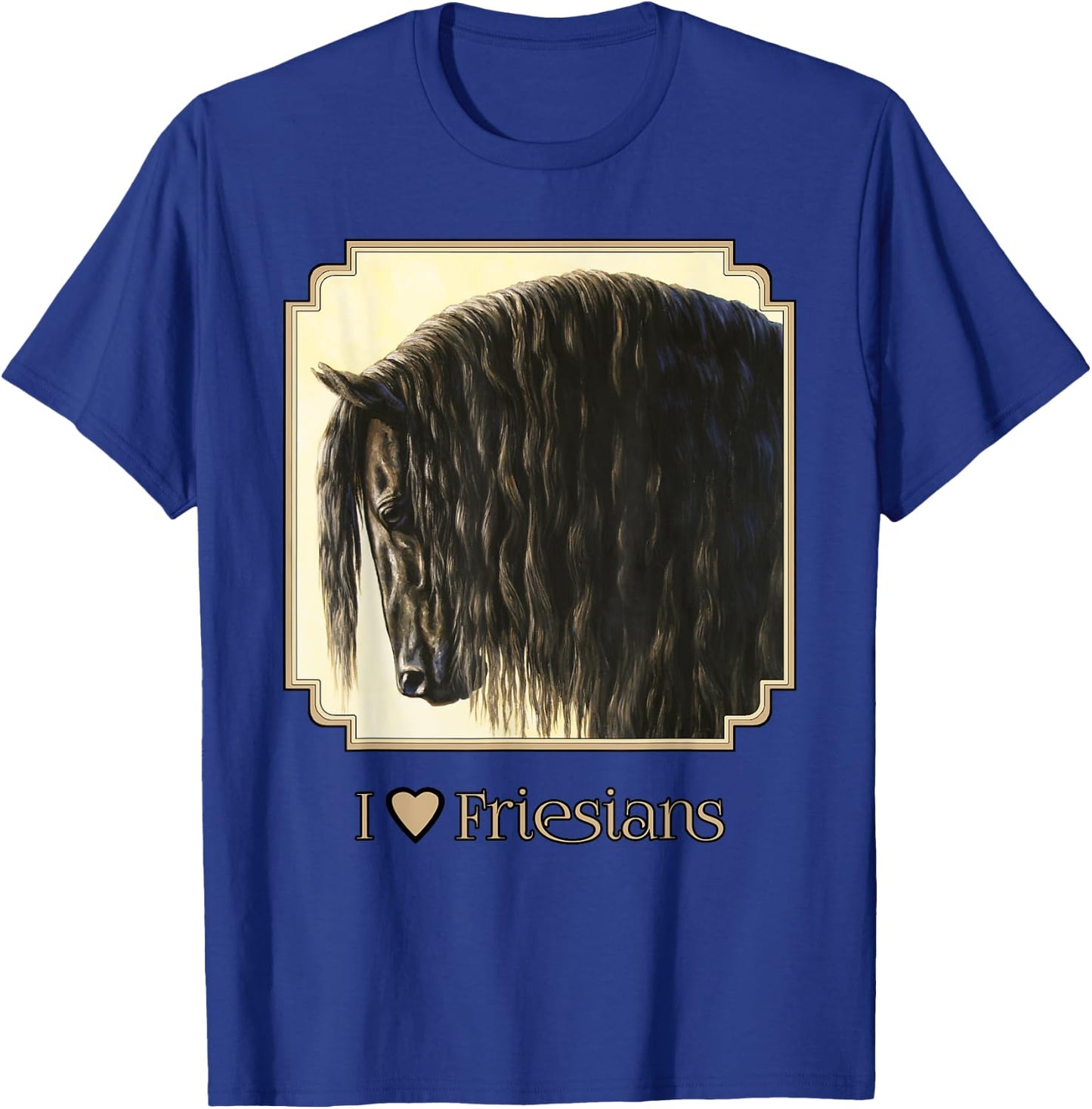 I Heart (Love) Friesians Beautiful Black Draft Horse T-Shirt - T-Shirt | Royal
