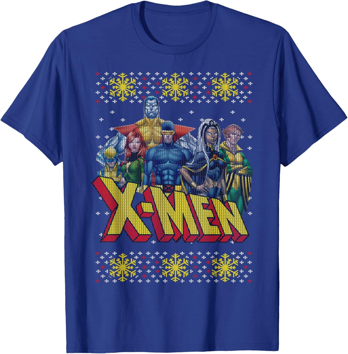 Marvel X-Men Group Ugly Christmas Sweater Graphic T-Shirt - T-Shirt | Royal