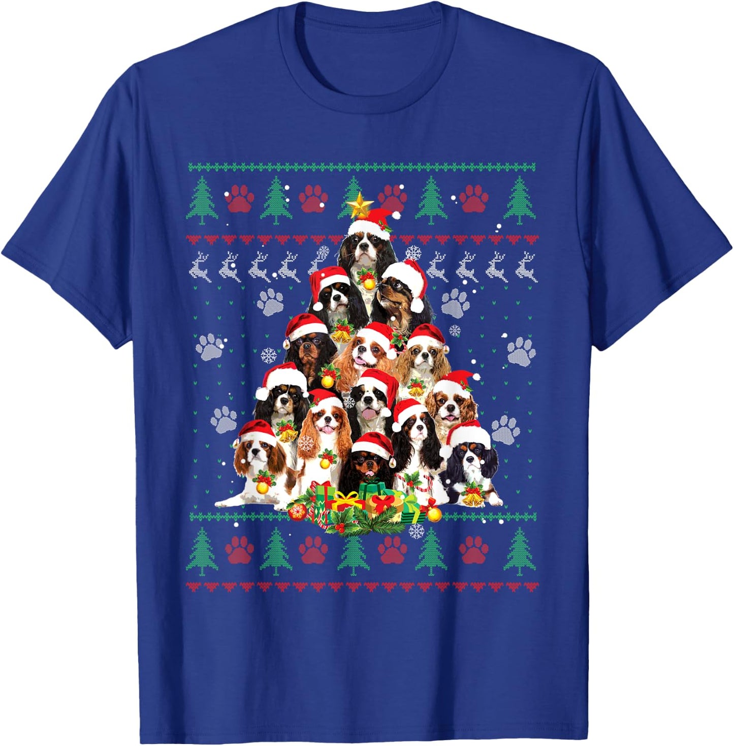Cavalier King Charles Spaniel Christmas Tree Ugly Sweater T-Shirt - T-Shirt | Royal