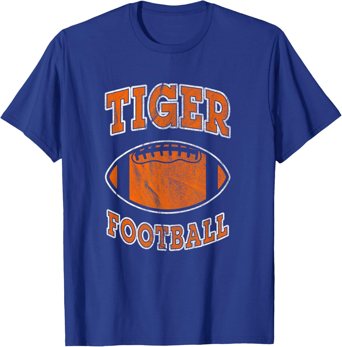 Tiger Football Vintage Distressed T-Shirt - T-Shirt | Royal