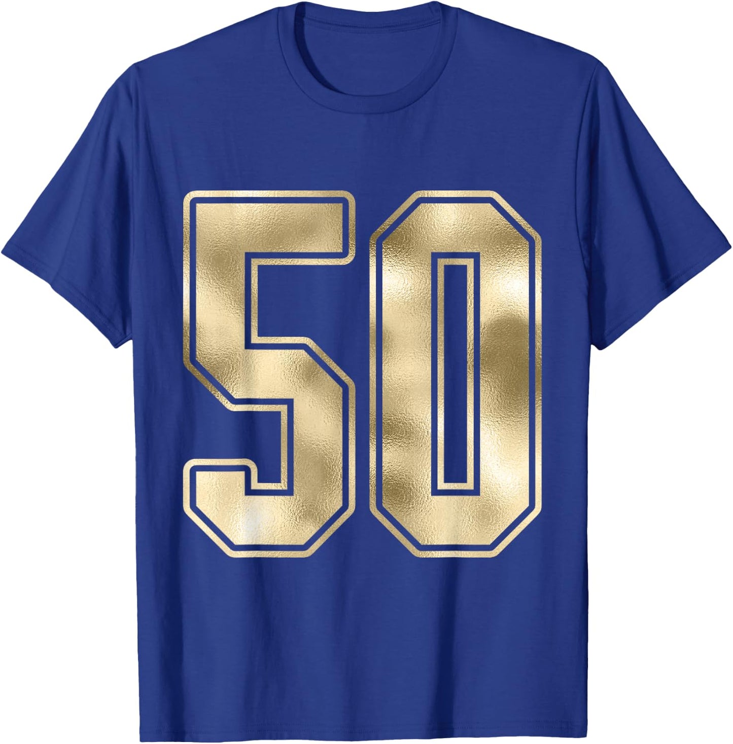 #50 Outline Number 50 Sports Fan Jersey Style T-Shirt - T-Shirt | Royal