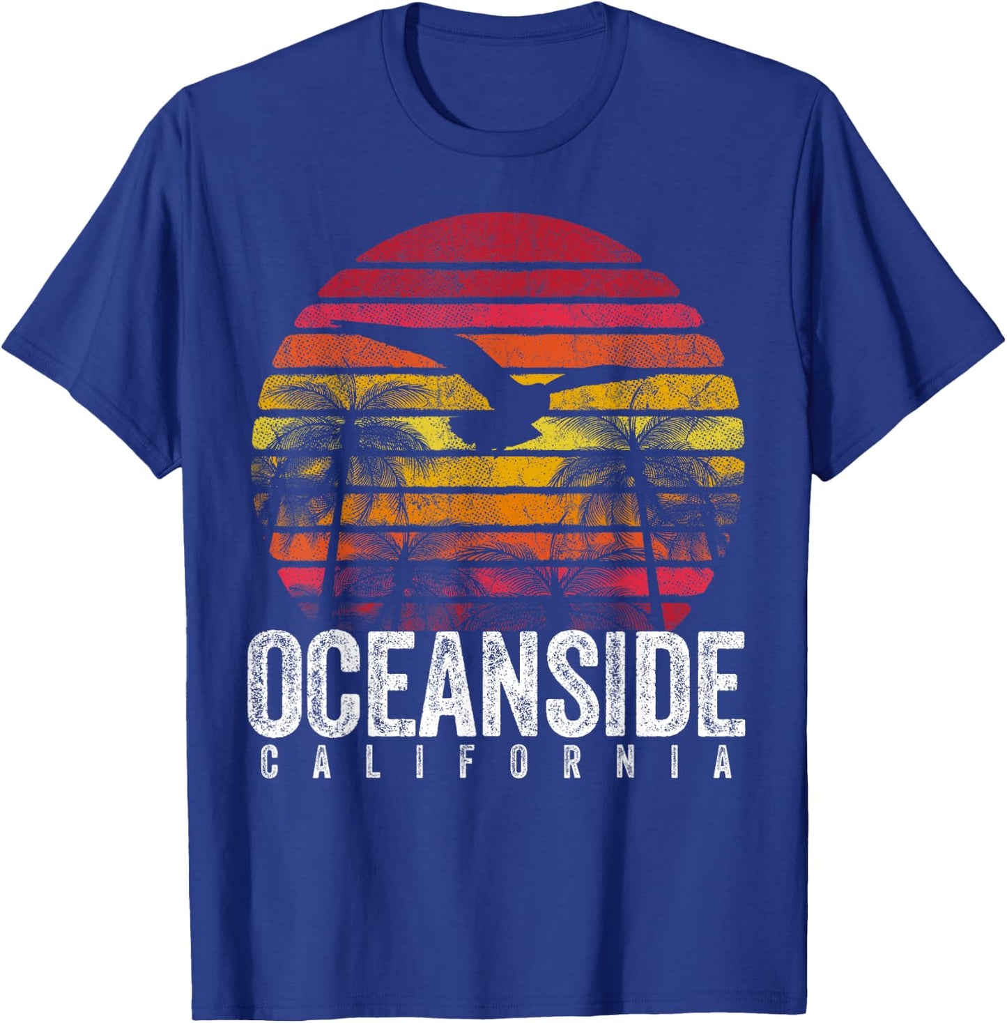 Oceanside California CA Vintage Retro Distressed Style T-Shirt - T-Shirt | Royal
