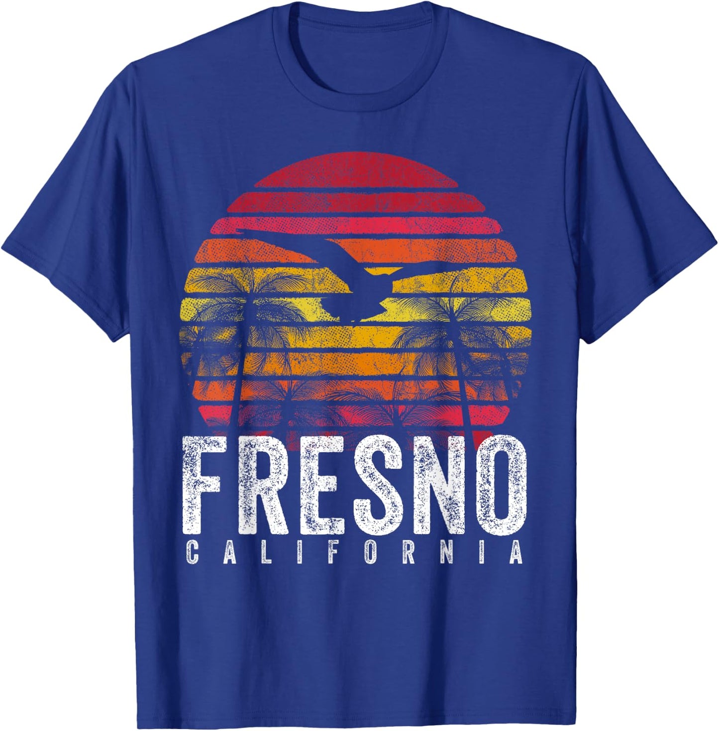 Fresno California CA Vintage Retro Distressed Style Gift T-Shirt - T-Shirt | Royal