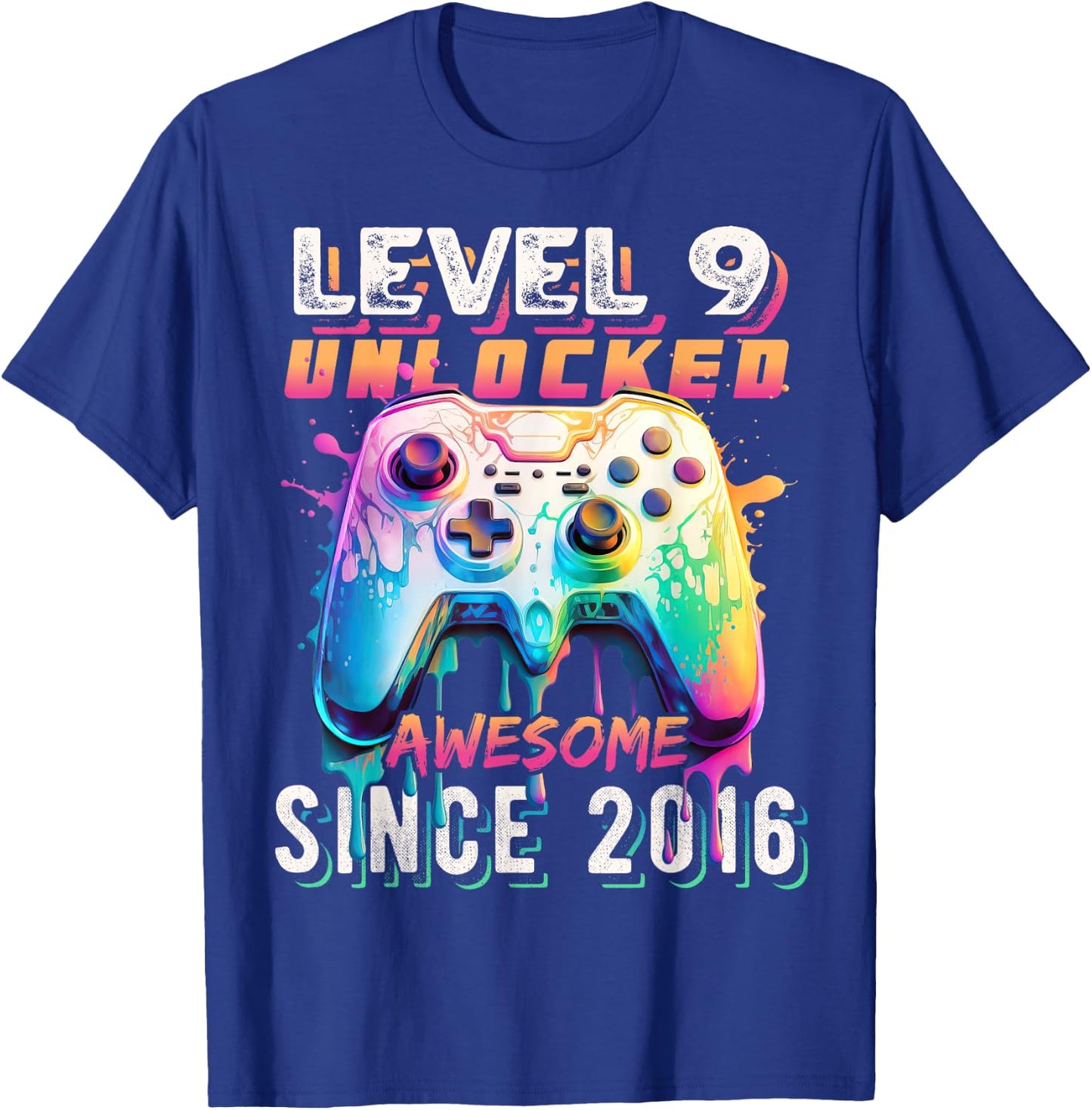 9th Birthday Boy Level 9 Gamer 9 Year Video Game Party T-Shirt - T-Shirt | Royal