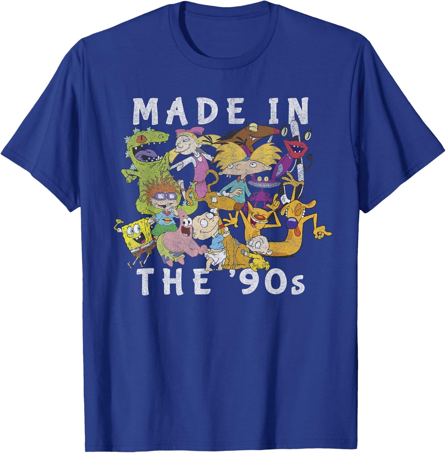Nickelodeon Made in The 90's Faded Character Collage T-Shirt - T-Shirt | Royal