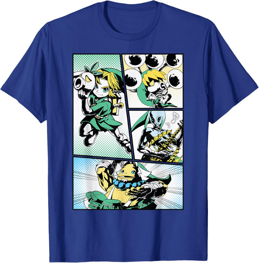 Nintendo Zelda Link Manga Comic Panels Graphic T-Shirt - T-Shirt | Royal