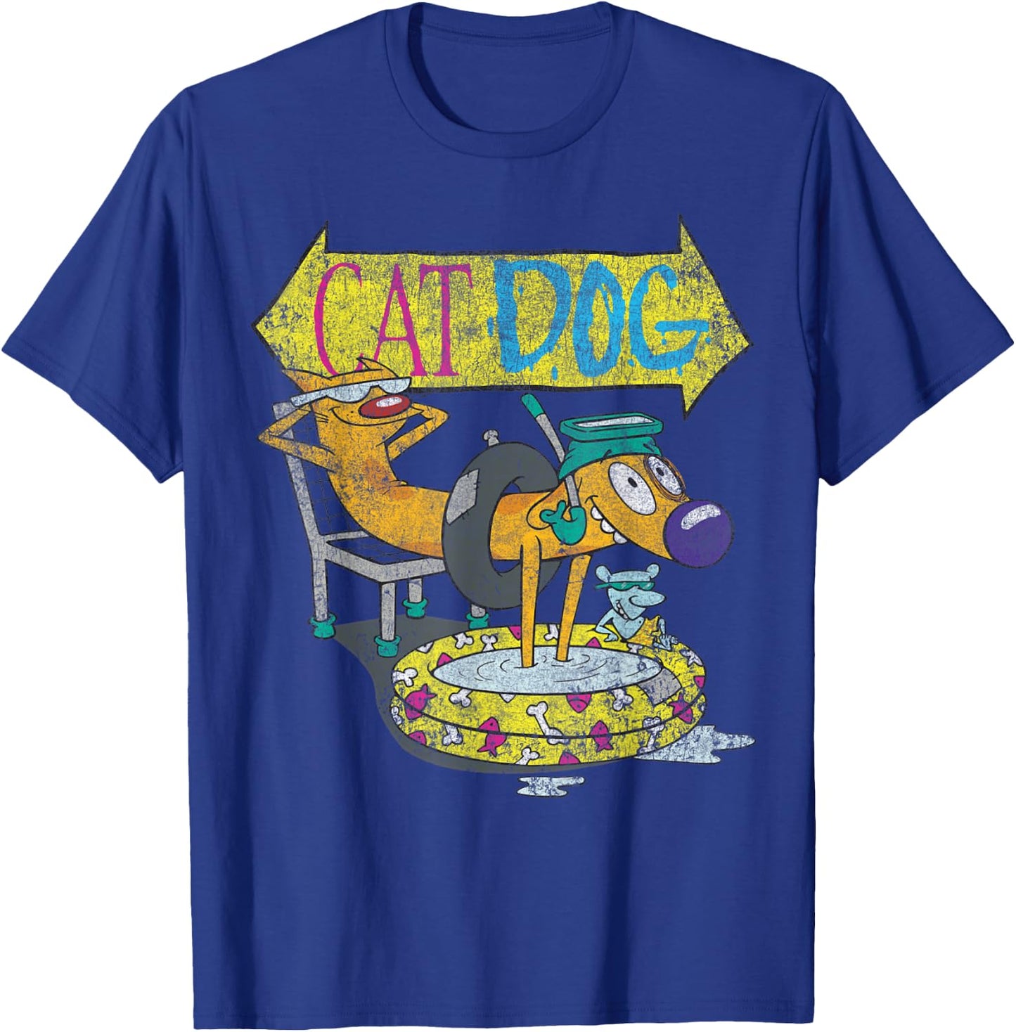 Nickelodeon CatDog Chilling By The Pool Graphic T-Shirt - T-Shirt | Royal