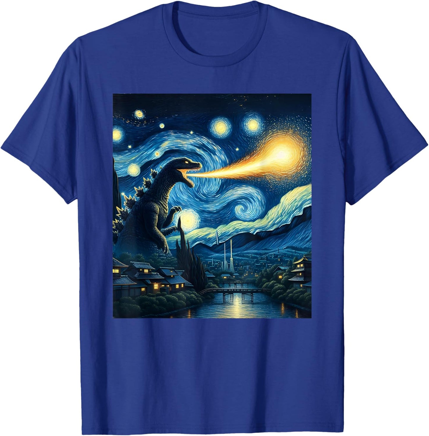 Retro Japanese Kaiju Monster Starry Night Parody Kaiju T-Shirt - T-Shirt | Royal