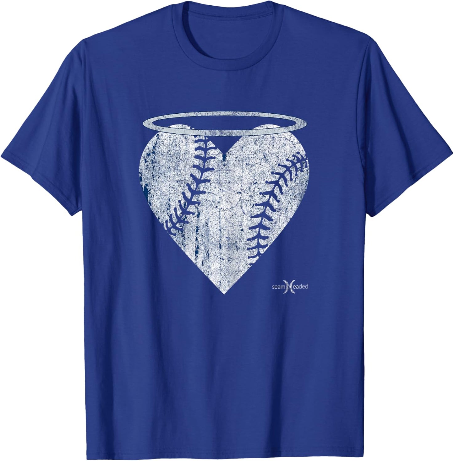 Vintage Angel Baseball Heart with Halo T-Shirt - T-Shirt | Royal