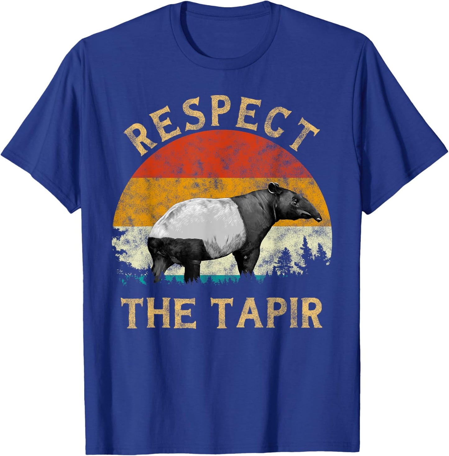 Respect theTapir Lover Retro Vintage Sunset Tree Men Tapir T-Shirt - T-Shirt | Royal