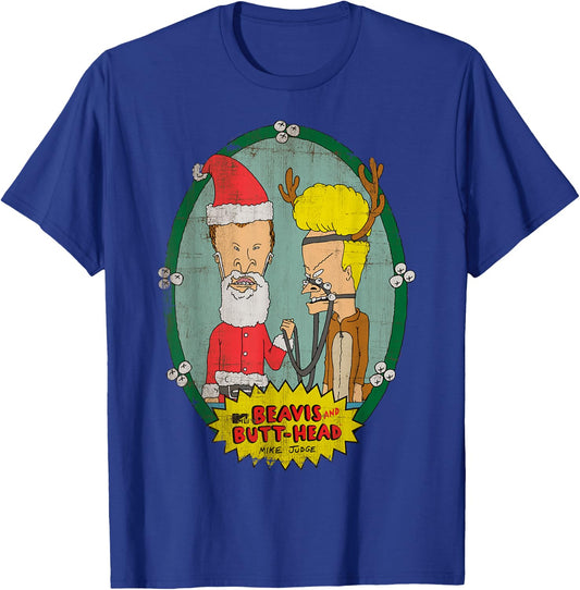 Beavis and Butt-Head Santa Reindeer Christmas T-Shirt - T-Shirt | Royal