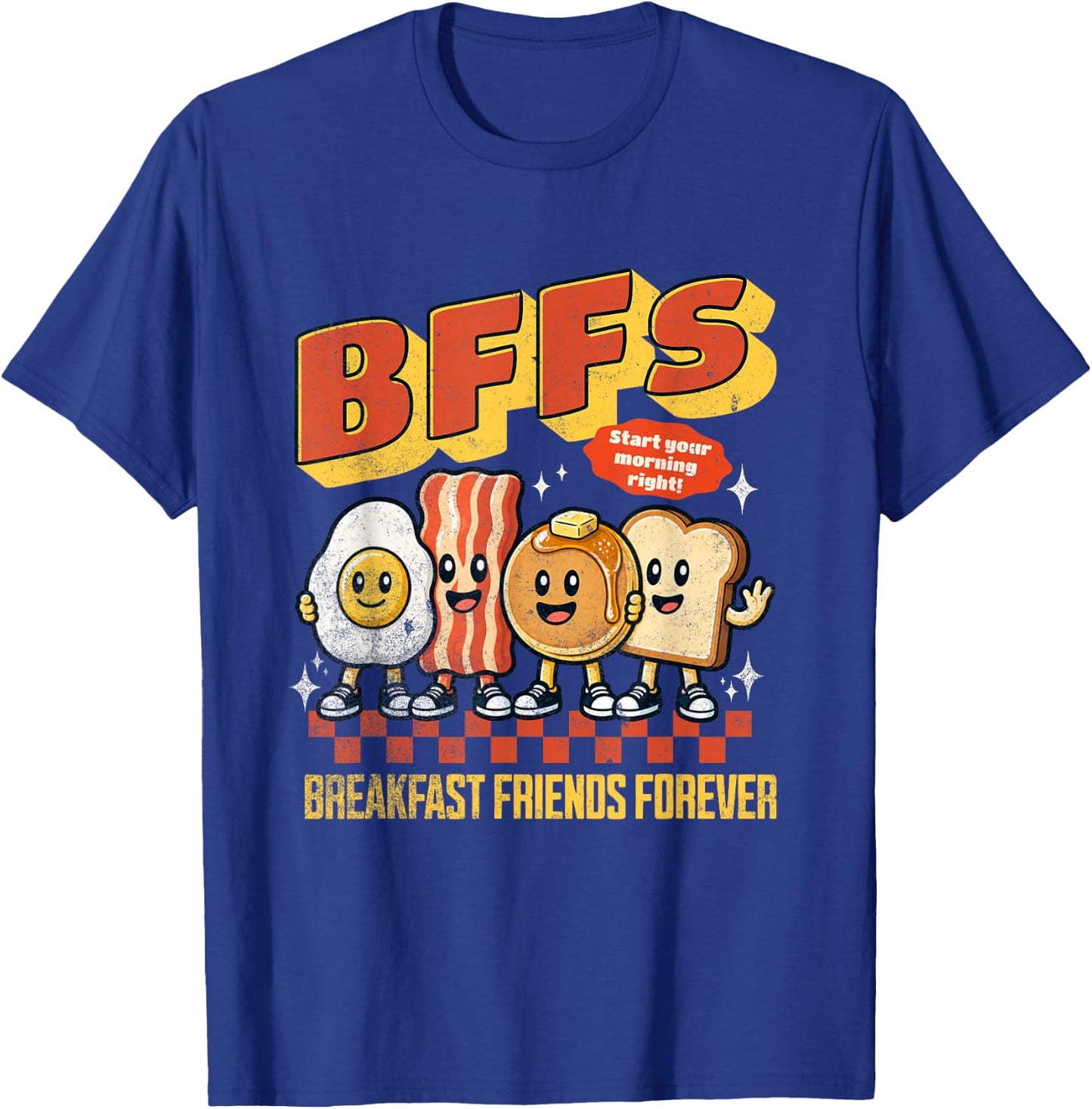 BFF Breakfast Friends Forever Cute Vintage Cartoon Food Art T-Shirt - T-Shirt | Royal