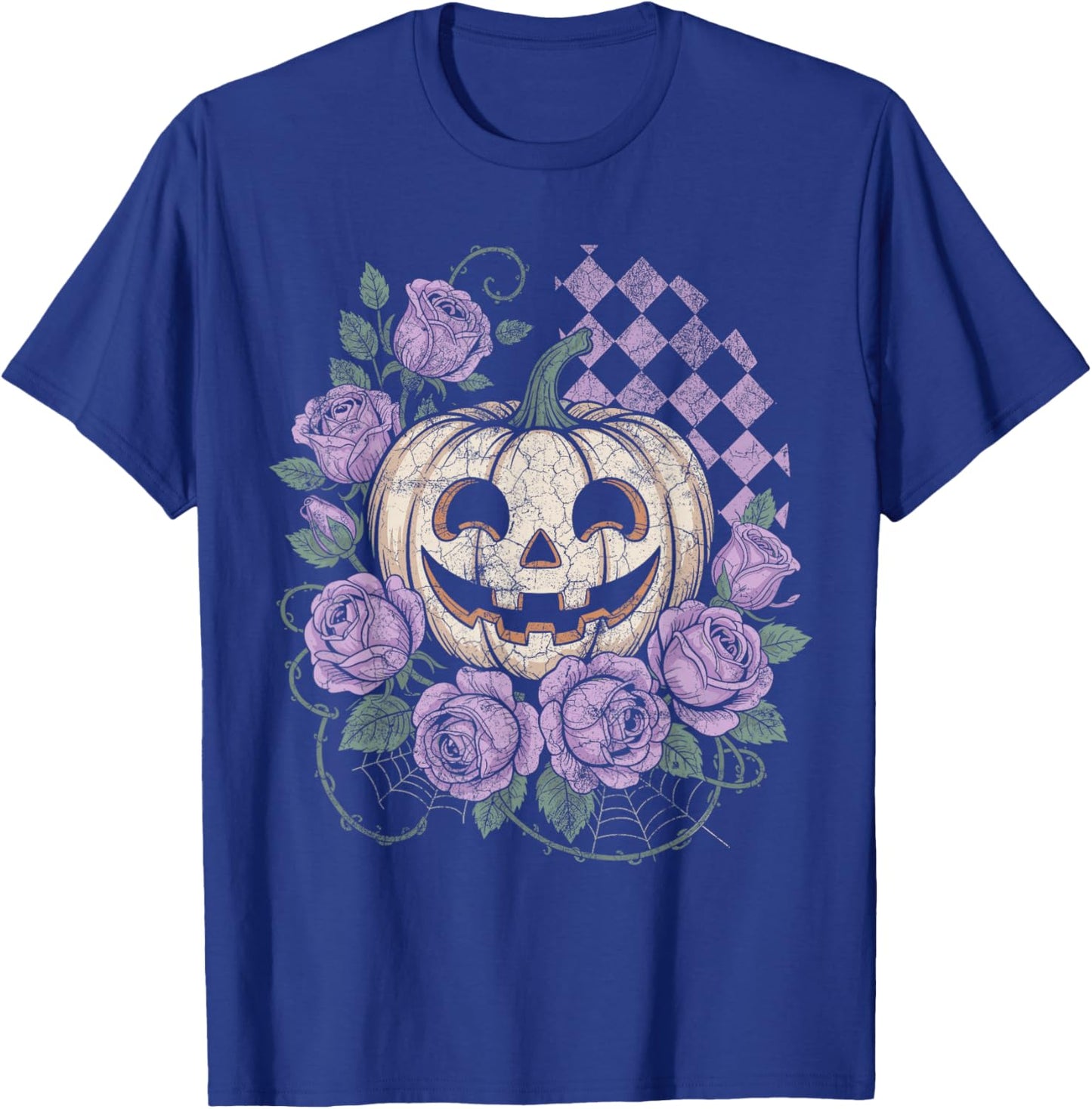 Pumpkin with Purple Roses Pastel Gothic Halloween T-Shirt - T-Shirt | Royal