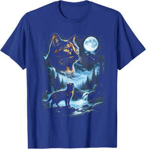 Tortoiseshell Cat Howling At Moon Celestial Parody Design T-Shirt - T-Shirt | Royal