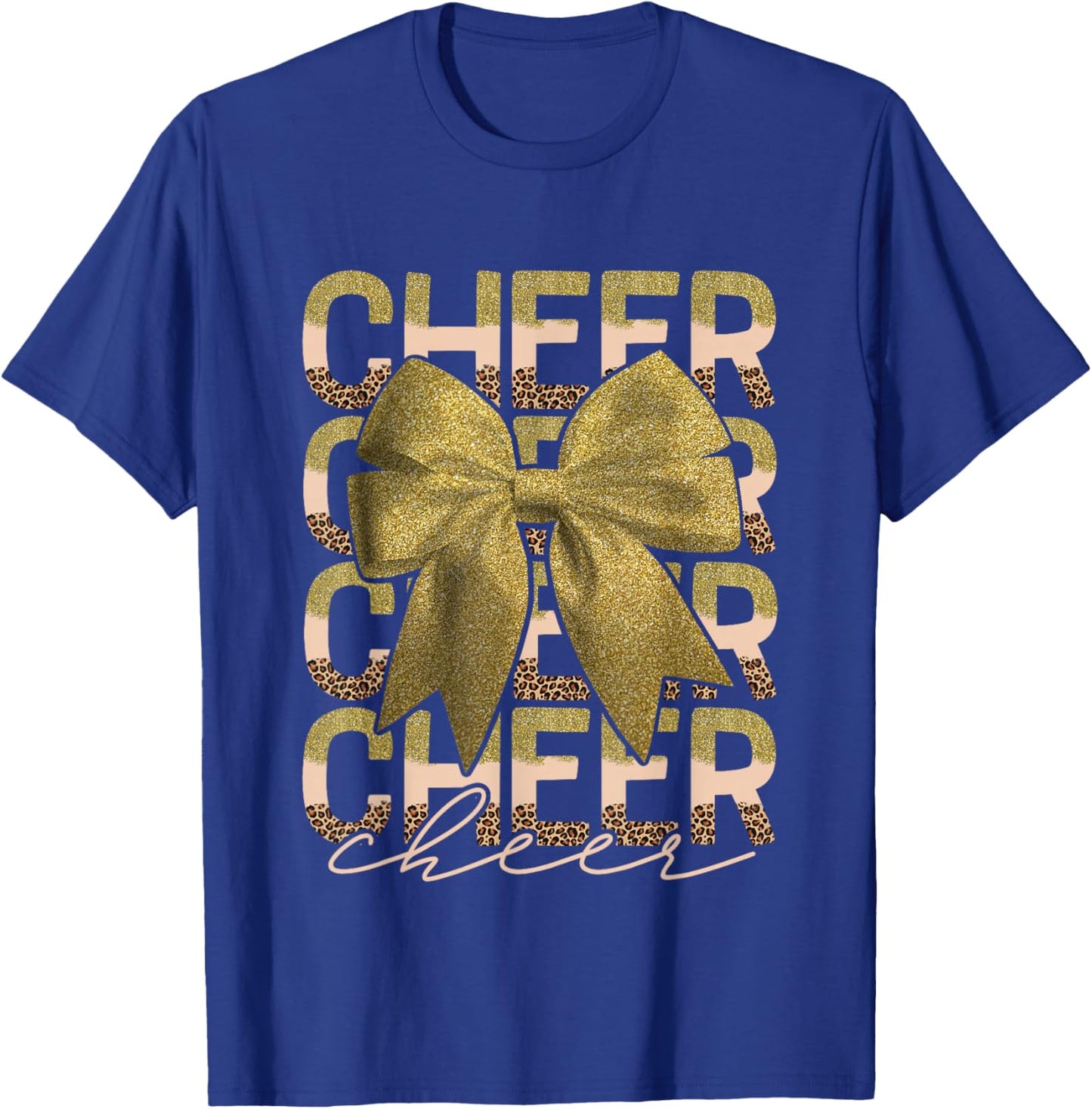 Coquette Cheer Bow Sport Cheerleader Cheerleading Leopard T-Shirt - T-Shirt | Royal
