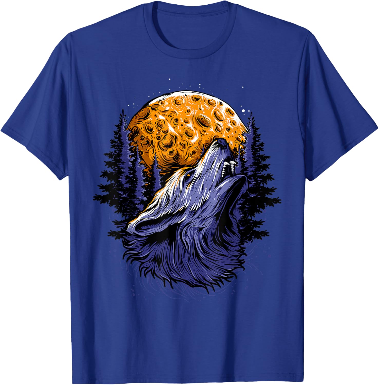 Wolf Howling At Moon Shirt for Girls and Women Vintage T-Shirt - T-Shirt | Royal