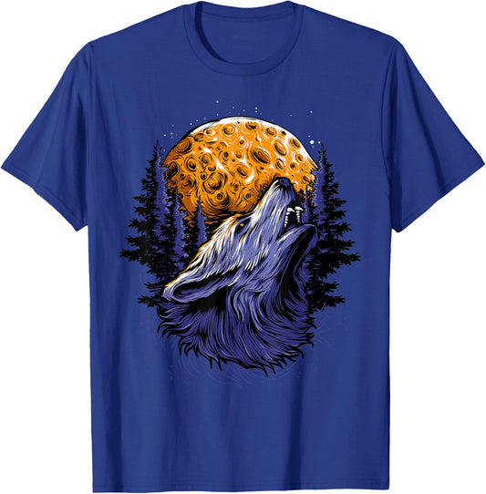 Wolf Howling At Moon Shirt for Girls and Women Vintage T-Shirt - T-Shirt | Royal