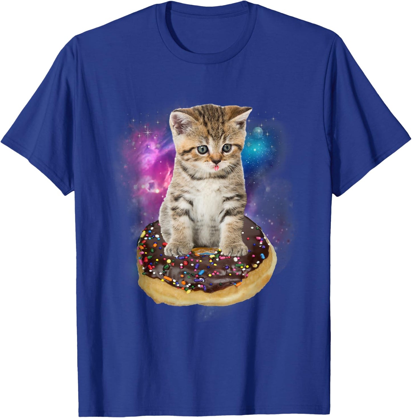 Space Donut Cat Shirt | Flying Kitty Galaxy T Shirt Women Kids T-Shirt - T-Shirt | Royal