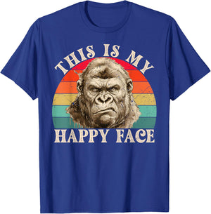 Funny Gorilla This is My Happy Face Sarcastic Grumpy Humor T-Shirt - T-Shirt | Royal