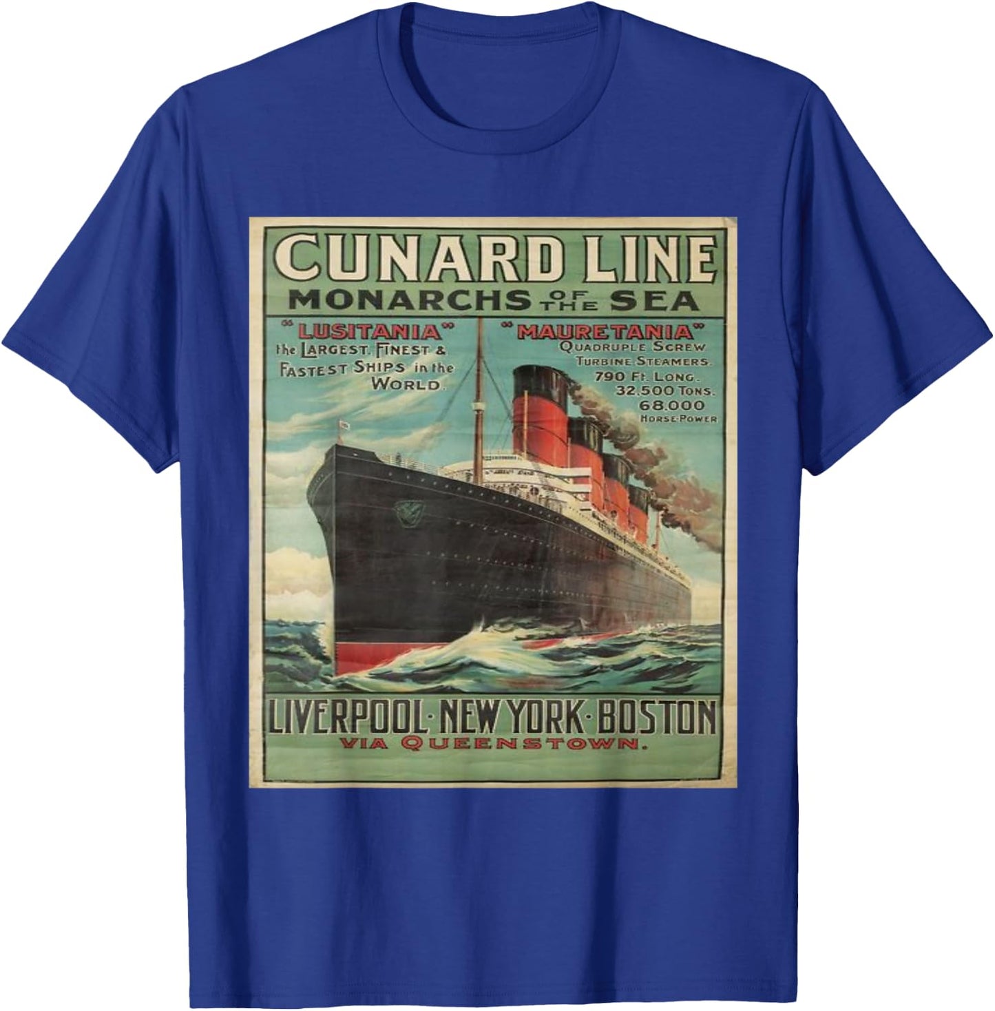 Vintage Cunard Line Poster Cruise Line Ship T-Shirt - T-Shirt | Royal
