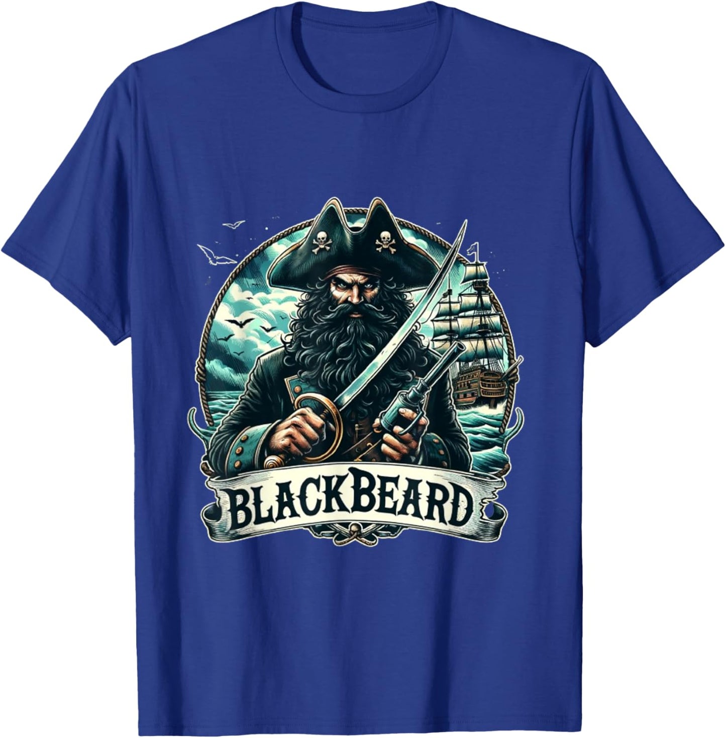 Blackbeard the Pirate youth or adult T-Shirt - T-Shirt | Royal
