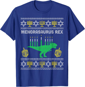 Menorasaurus Rex Shirt Kids Hanukkah, Jewish Chanukah Gift T-Shirt - T-Shirt | Royal